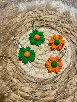 vierdaagse oorbellen oranje groen